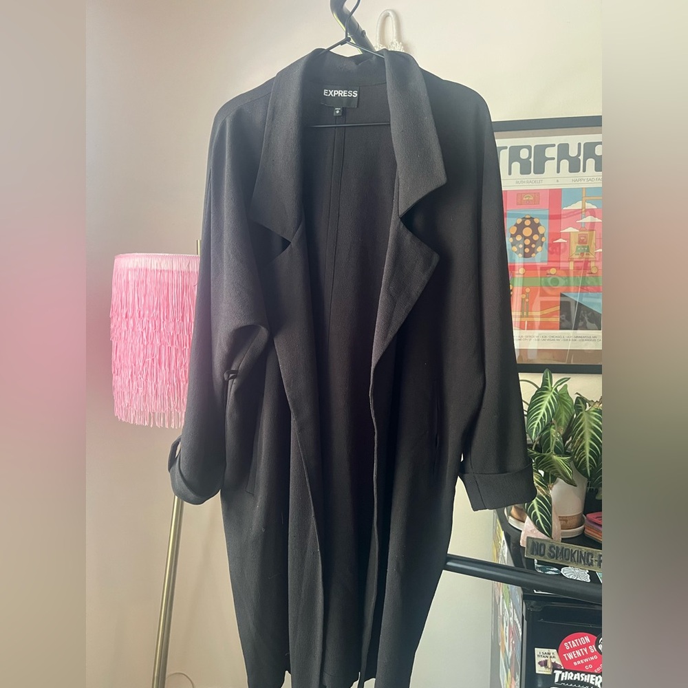 Express Women's Elegant Black Trench Coat